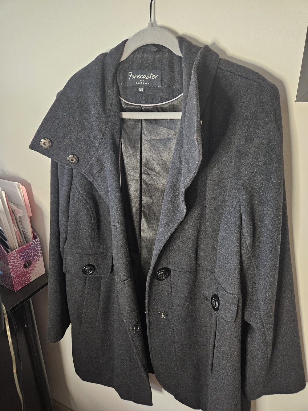 Forecaster Of Boston Dark Gray Wool Blend Peacoat